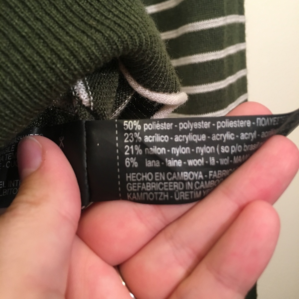 Zara Olive Green Striped Sweater - Picture 4 of 6
